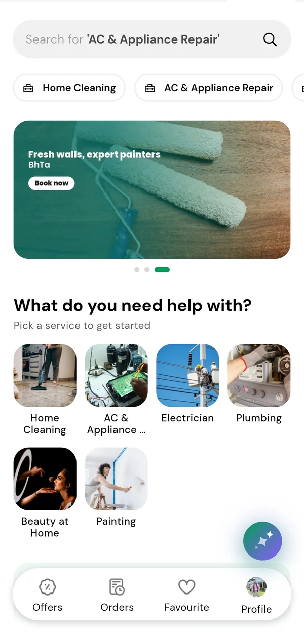 Service module home with categories